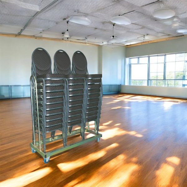 30 Banquet steel chairs in black incl. wagon