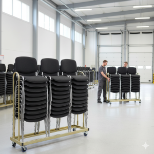 30 Økonomi Polster stabelstole i sort inkl. stolevogn til 30 stole