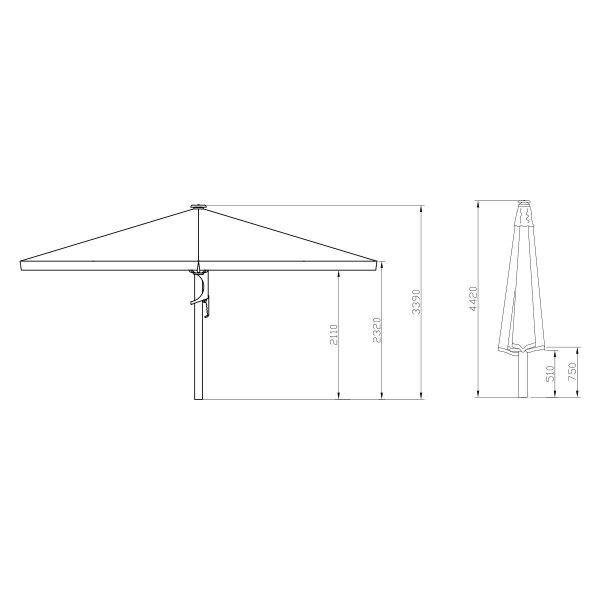 Kæmpeparasol 5x5m polyester m/frise ink varmelampe - Image 2