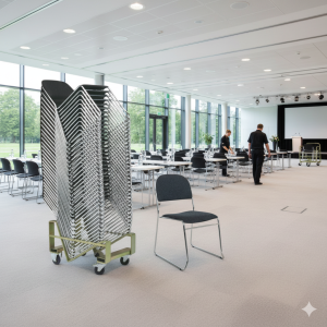 30 Trend Økonomi stabelstole i sort/krom inkl. stolevogn