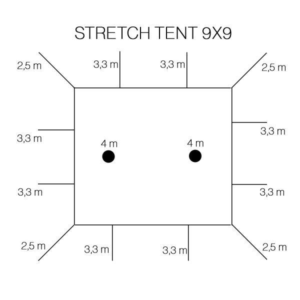 Stretch tent 9x9m - SAND - komplet - Image 4