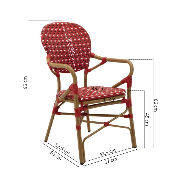 Agnes - Caféstol m. armlæn - Flet - Image 2