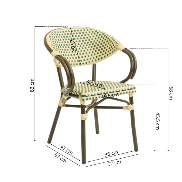 Paris - Café chair with armrests - Braided - Image 2