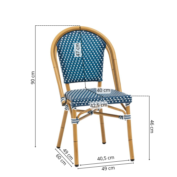 North Sea Blue - Café Chair - Braided - Image 2