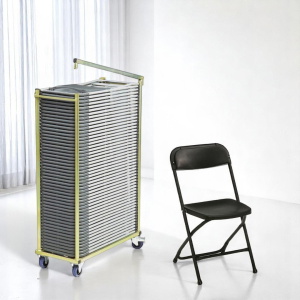 50 Event klapstole u. polster i sort inkl. stolevogn