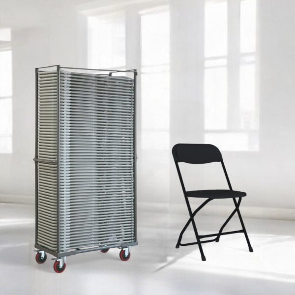 60 Zown Alex folding chairs in black including chair trolley