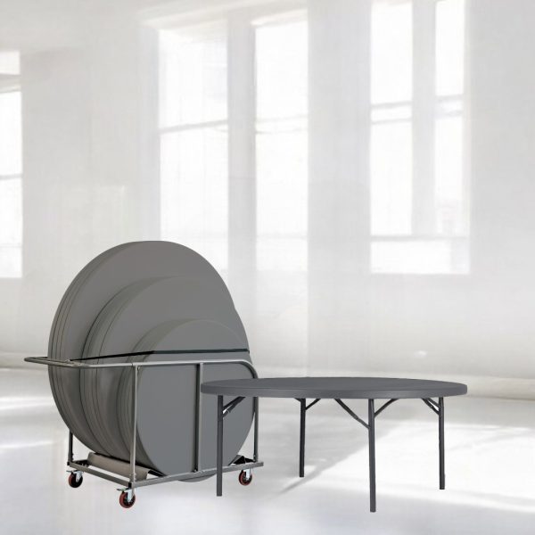 12 Zown Ø180 folding tables including table trolley