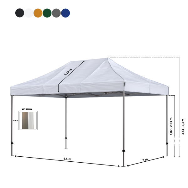 Foldetelt Komplet 3x4,5m Premium Plus