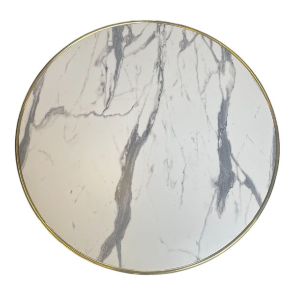 Carrara marble look/brass table top round