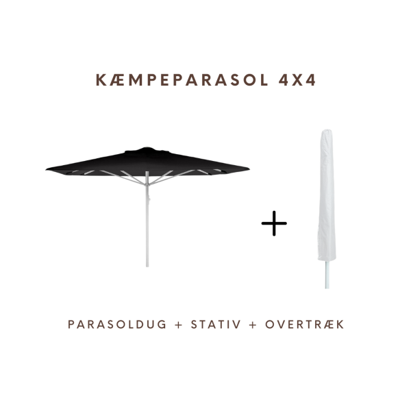 Kæmpeparasol - 4x4m u/frisekant  - NY