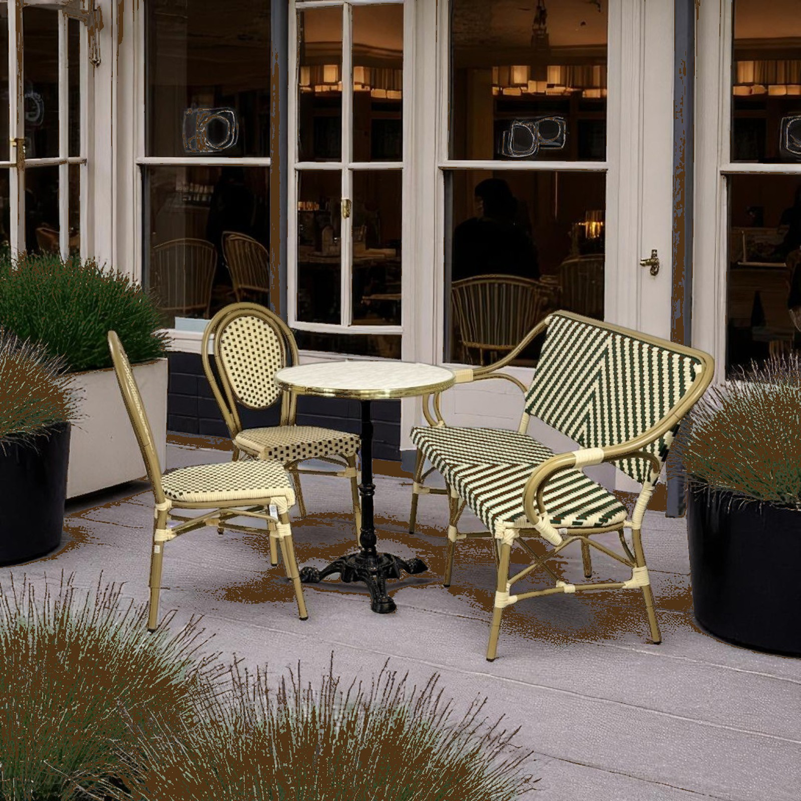 Cafépakke Paris med bænk og 2 stole