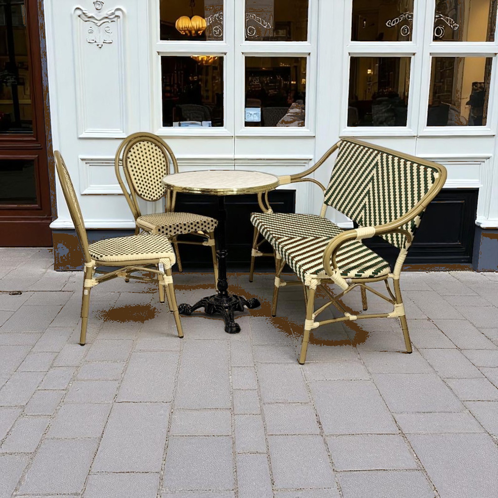 Cafépakke Paris med bænk og 2 stole