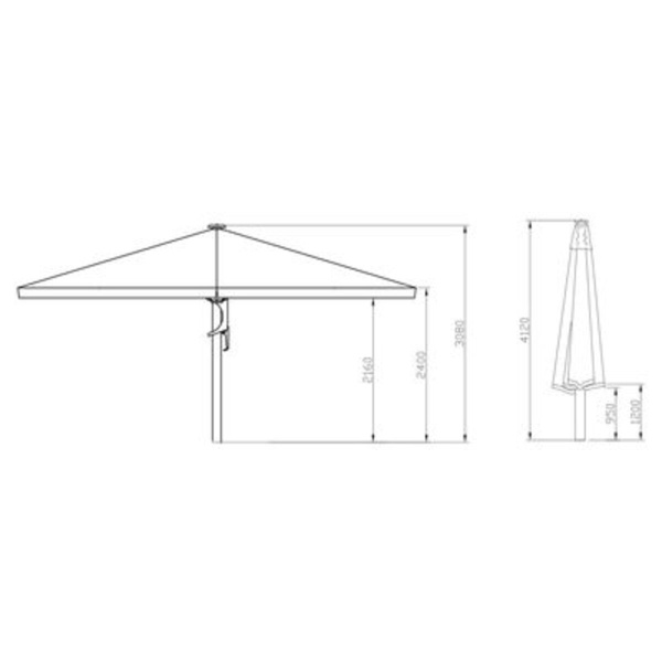 Kæmpeparasol 4x4 polyester u/frisekant