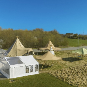 DEMO MODEL Stretch tent 6x6m - SAND - Komplet