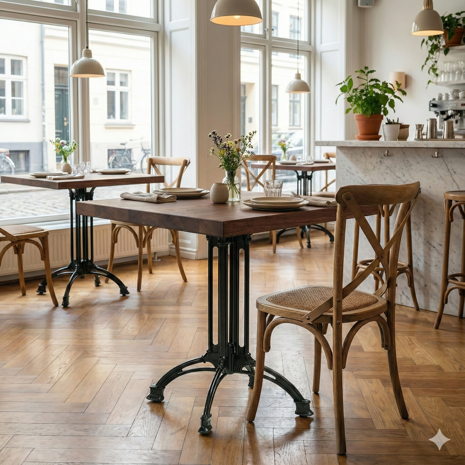 Bordplade massivt bøg 38mm, lys valnødde bejse