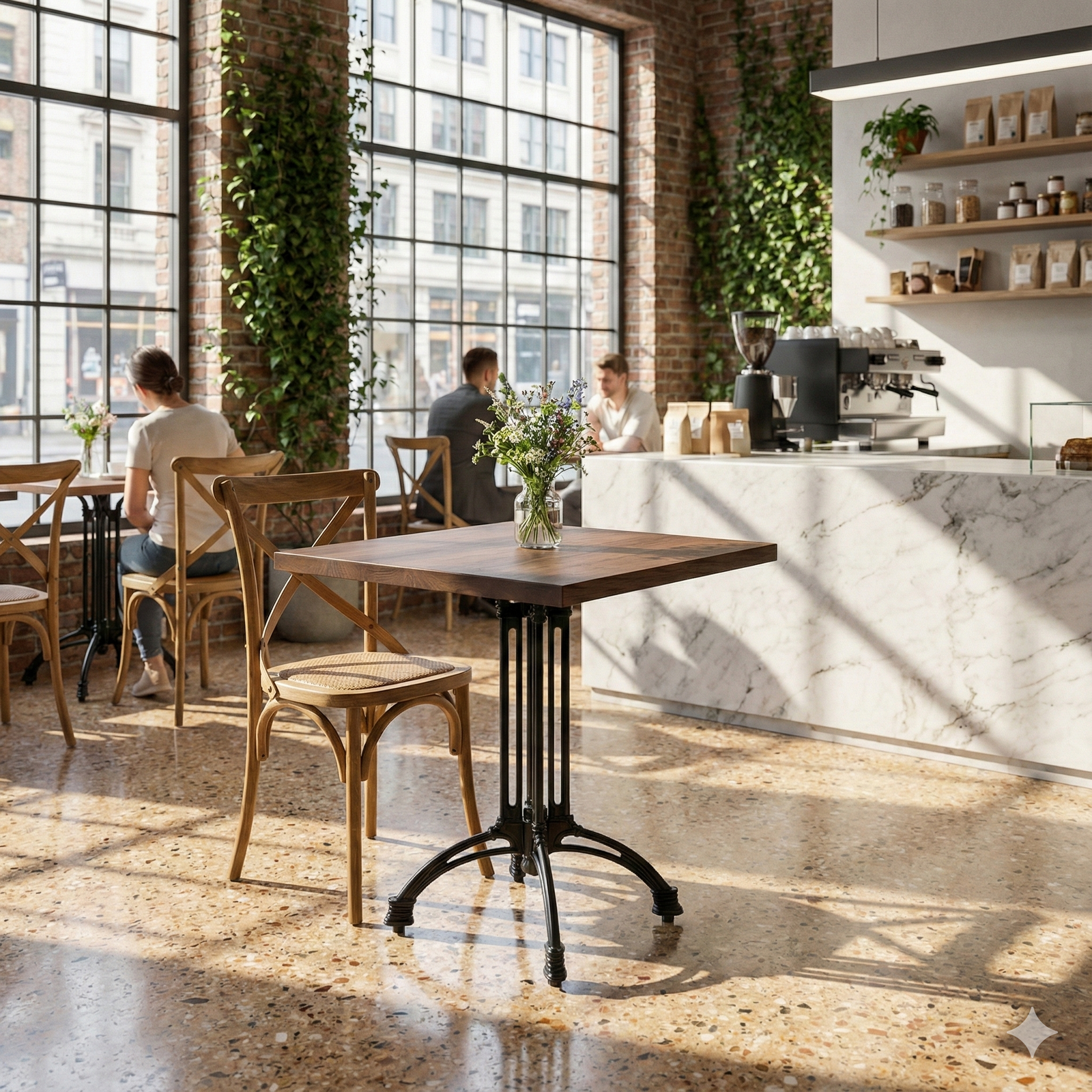 Bordplade massivt bøg 38mm, lys valnødde bejse