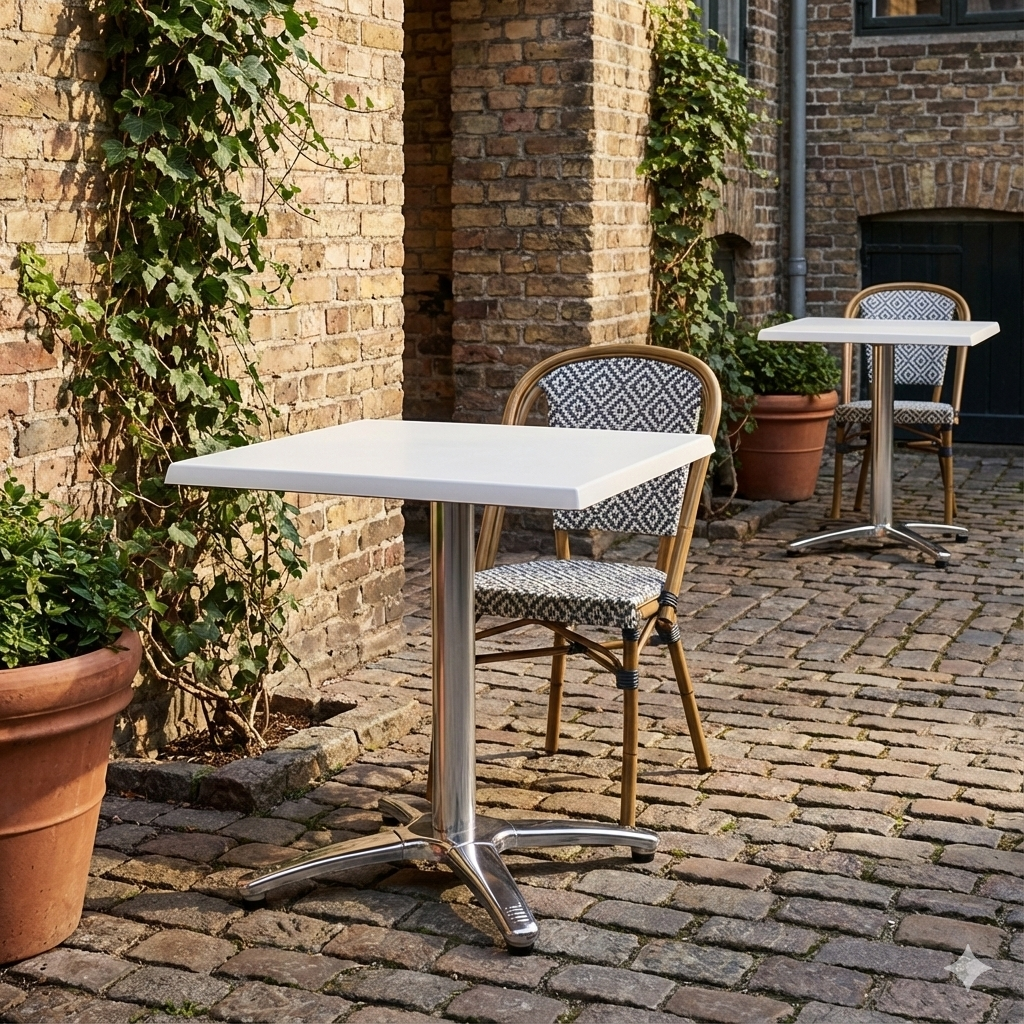 Hvid bordplade firkantet