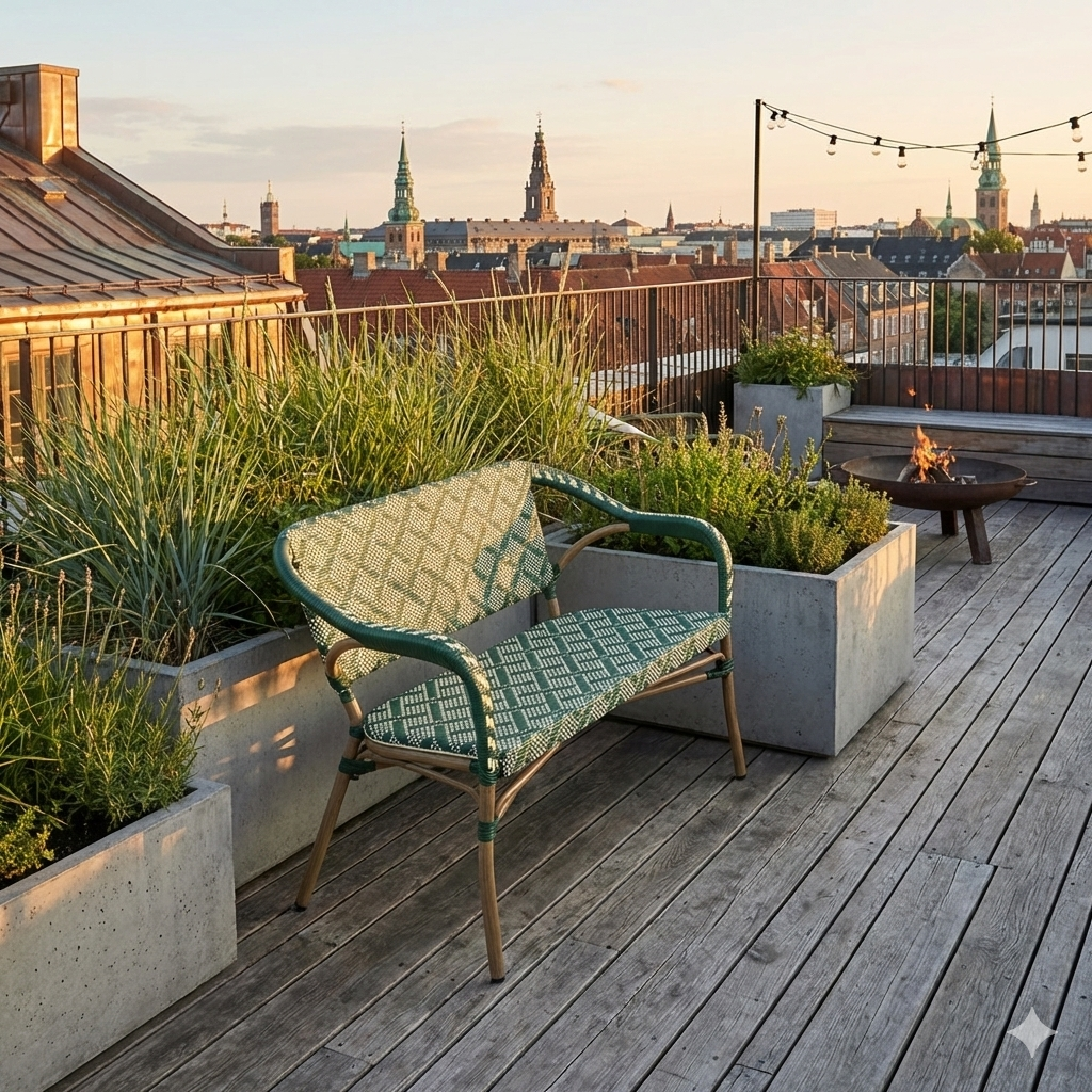 Marseille Cafébænk m. armlæn