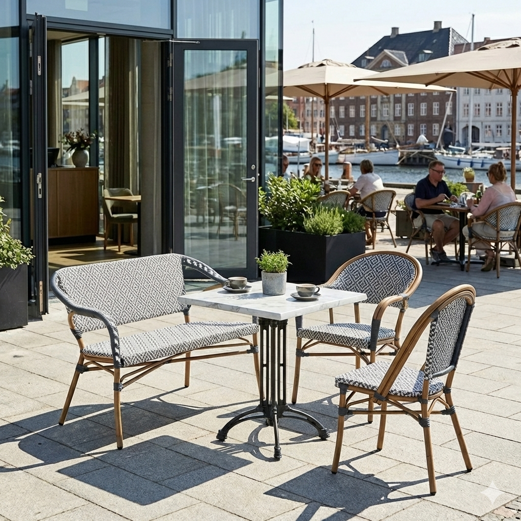 Nantes Cafébænk m. armlæn