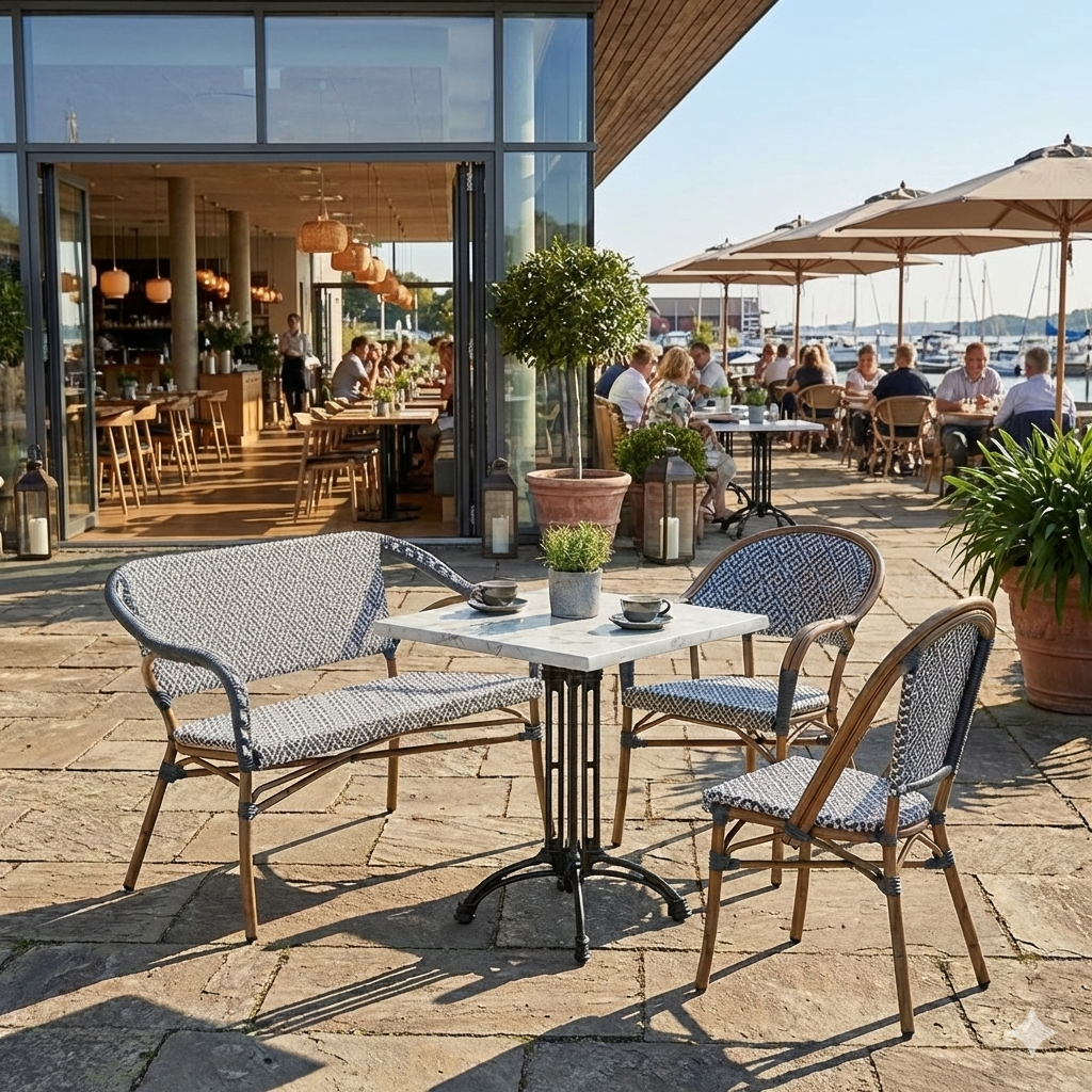 Nantes Cafébænk m. armlæn