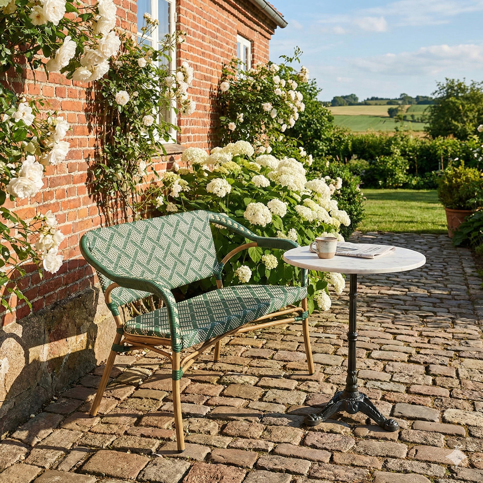 Marseille Cafébænk m. armlæn