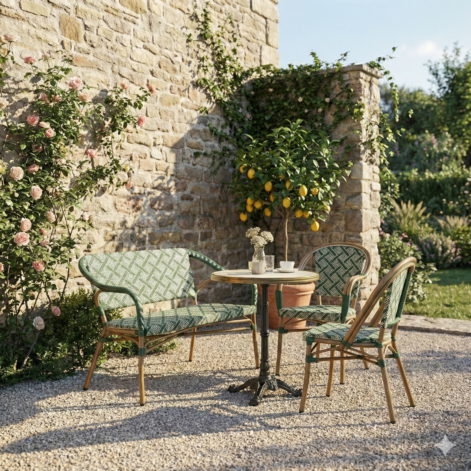 Marseille Cafébænk m. armlæn