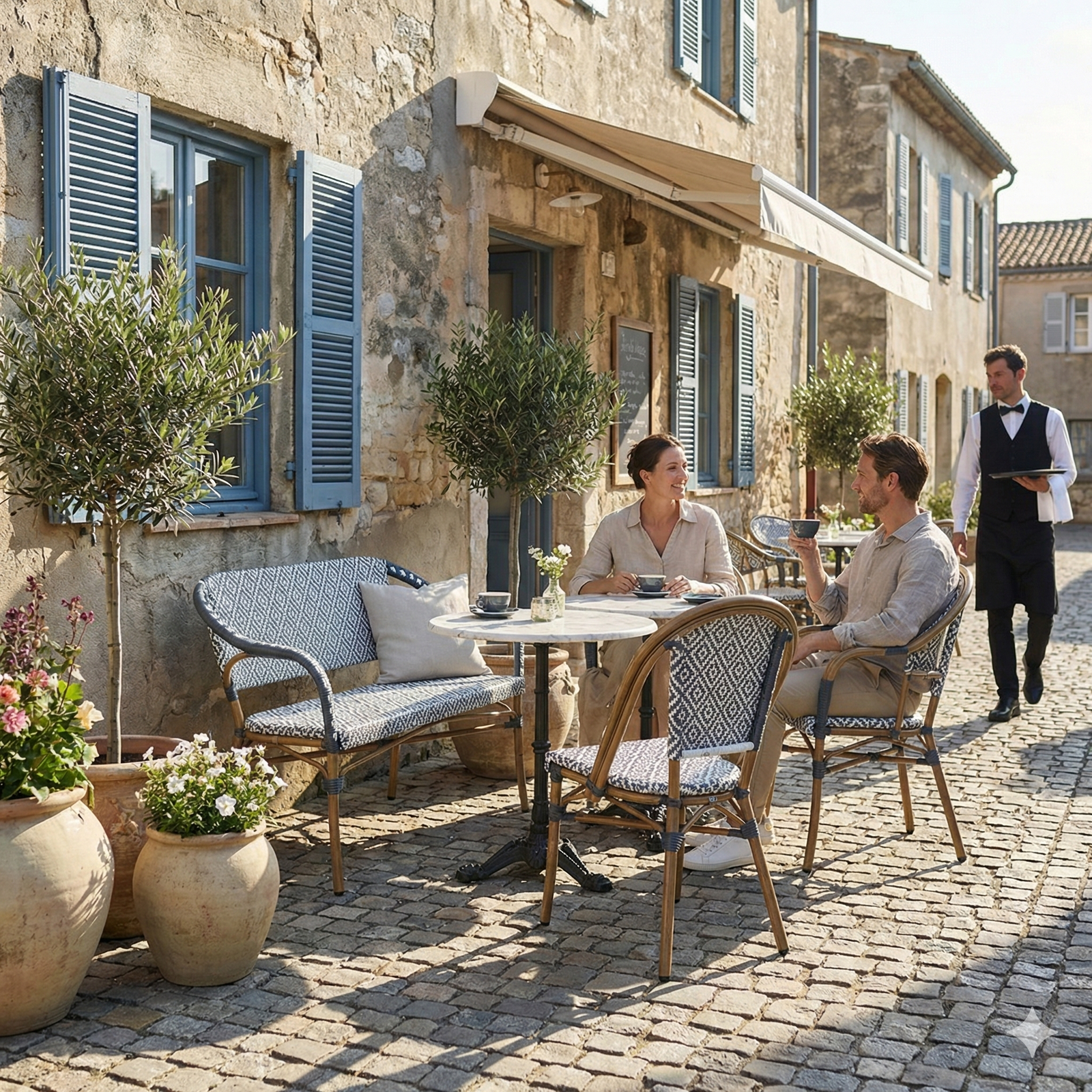 Nantes Cafébænk m. armlæn