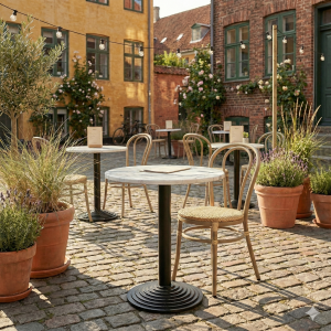 Carrara marmorlook bordplade rund