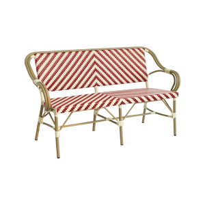 Paris - Cafébænk m. armlæn - Flet - Rød-beige