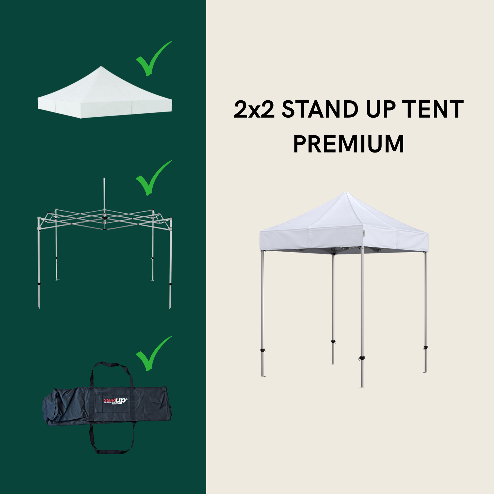 Foldetelt Komplet 2x2m Premium