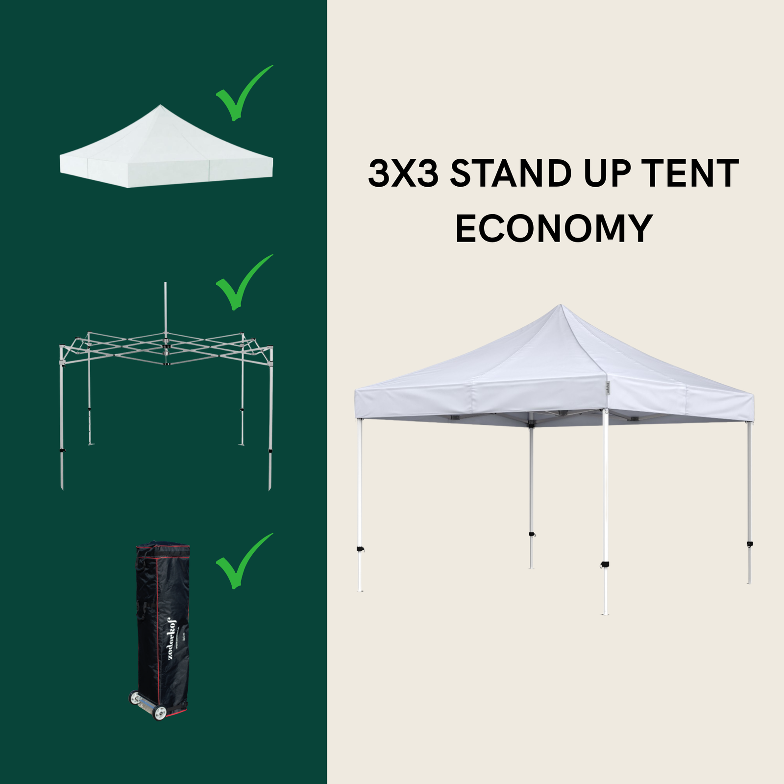Stand Up Foldetelt Komplet 3x3m Economy