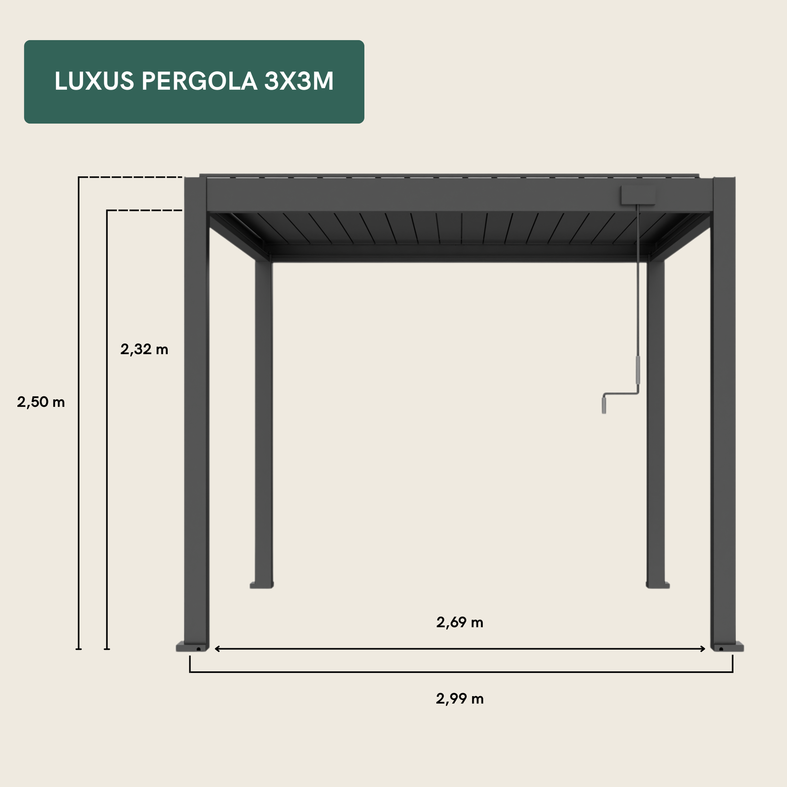 Luxus Pergola 3x3m