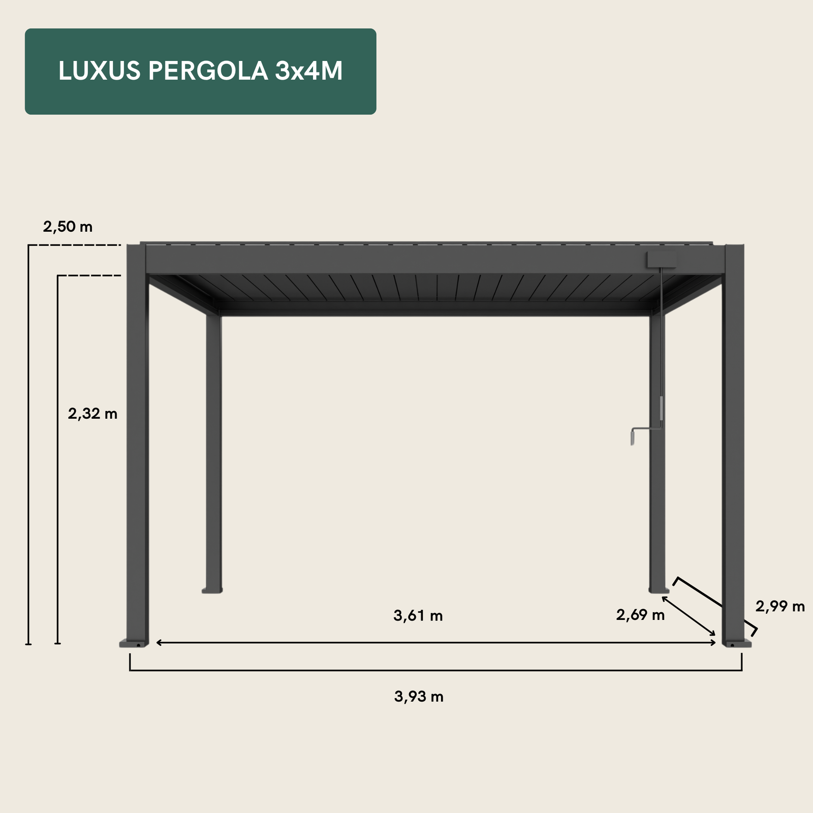 Luxus Pergola 3x4m