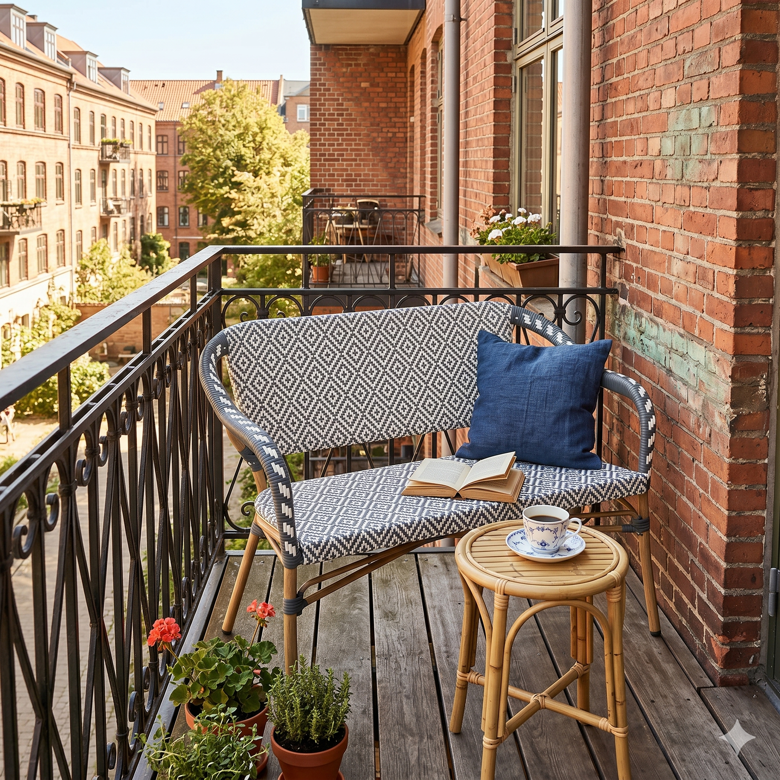 Nantes Cafébænk m. armlæn