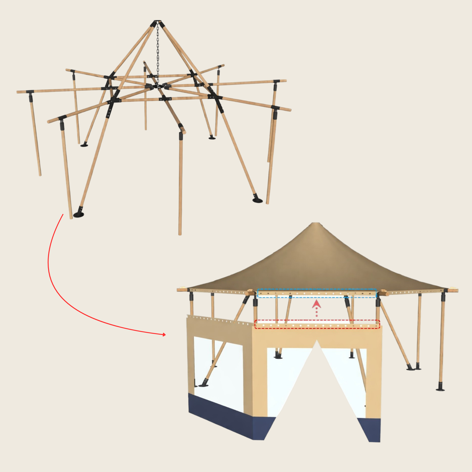 Sider til Timber Top 6x6m sæt af 4 sider