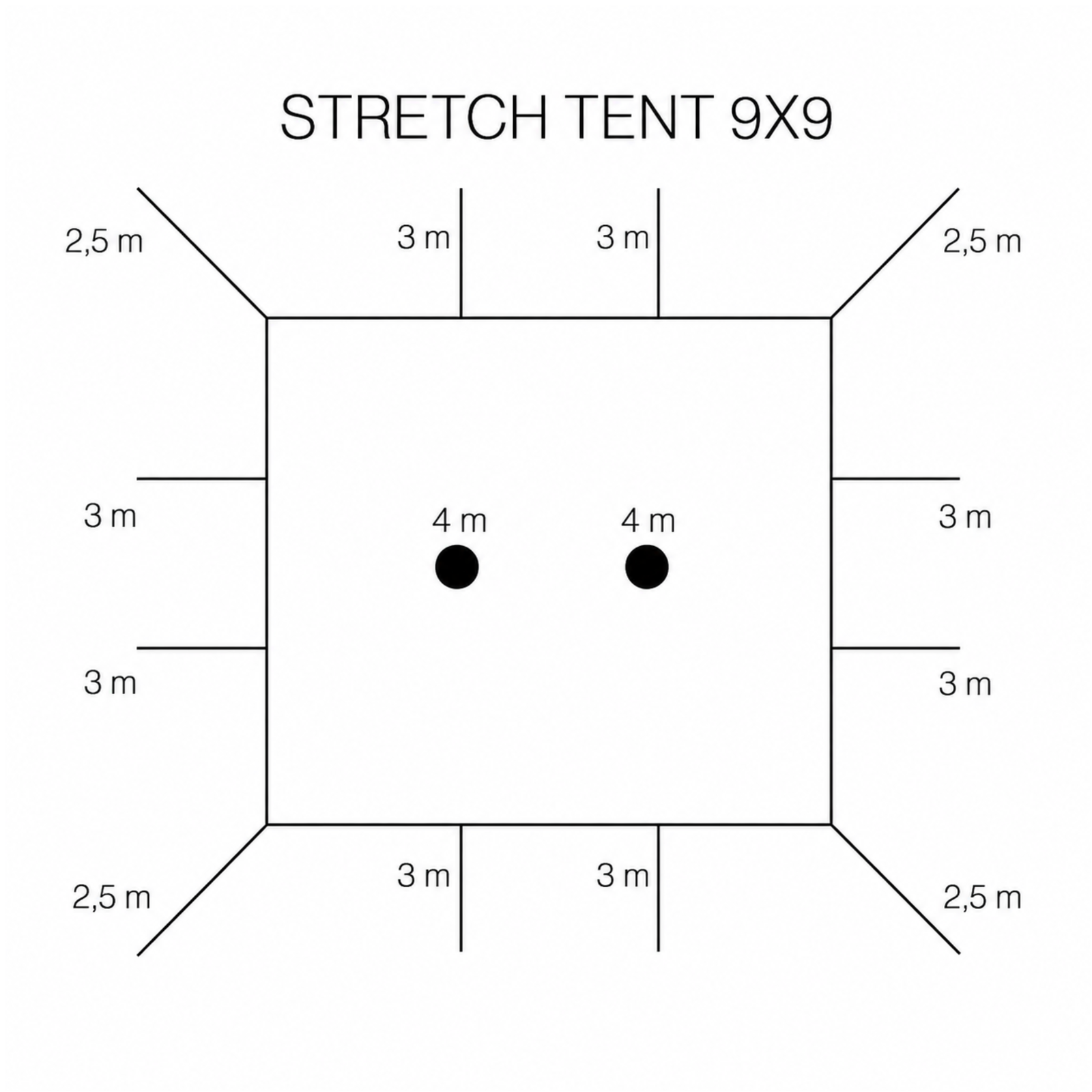 Stretch tent 9x9m - SAND - komplet