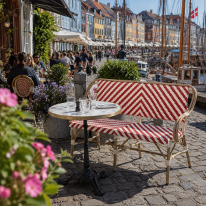 Cafépakke Paris med bænk rød-beige