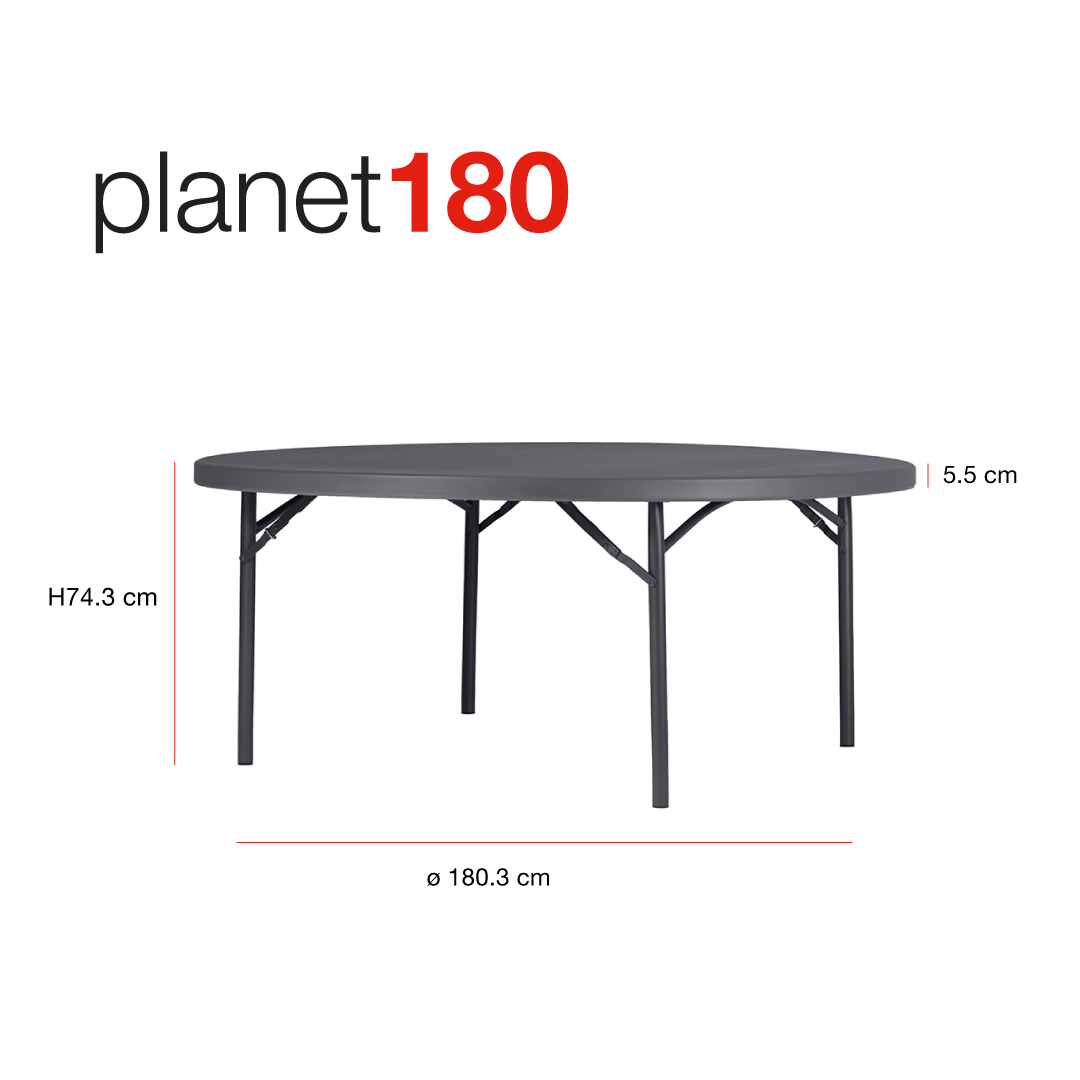 Zown New Classic – rundt klapbord Planet Ø180 cm