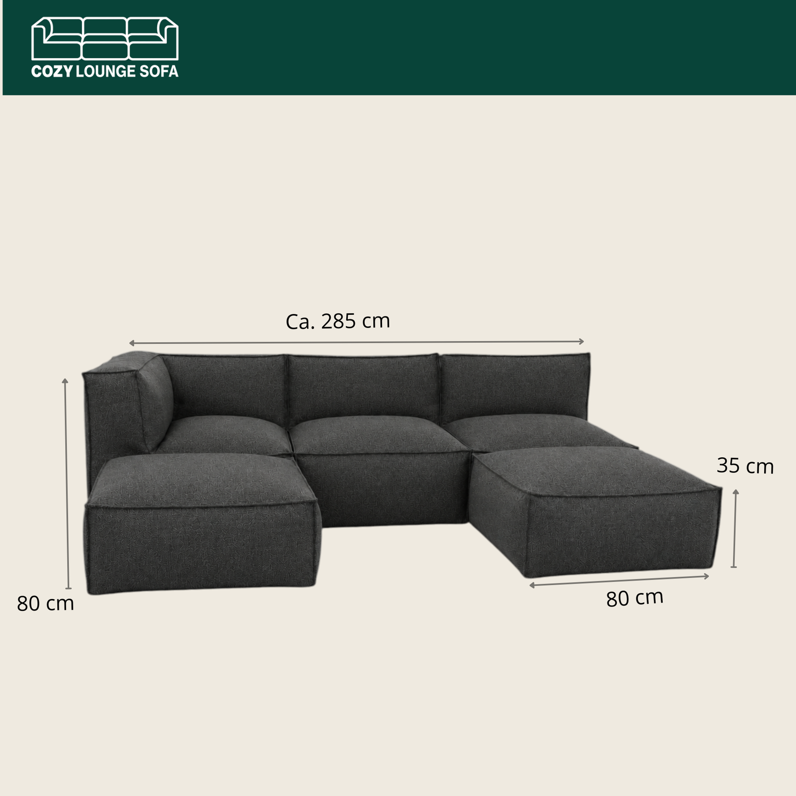 Cozy Lounge Family | Mørk grå