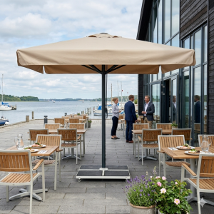 Kæmpeparasol 4x4m komplet m/frise - Gråt Stativ