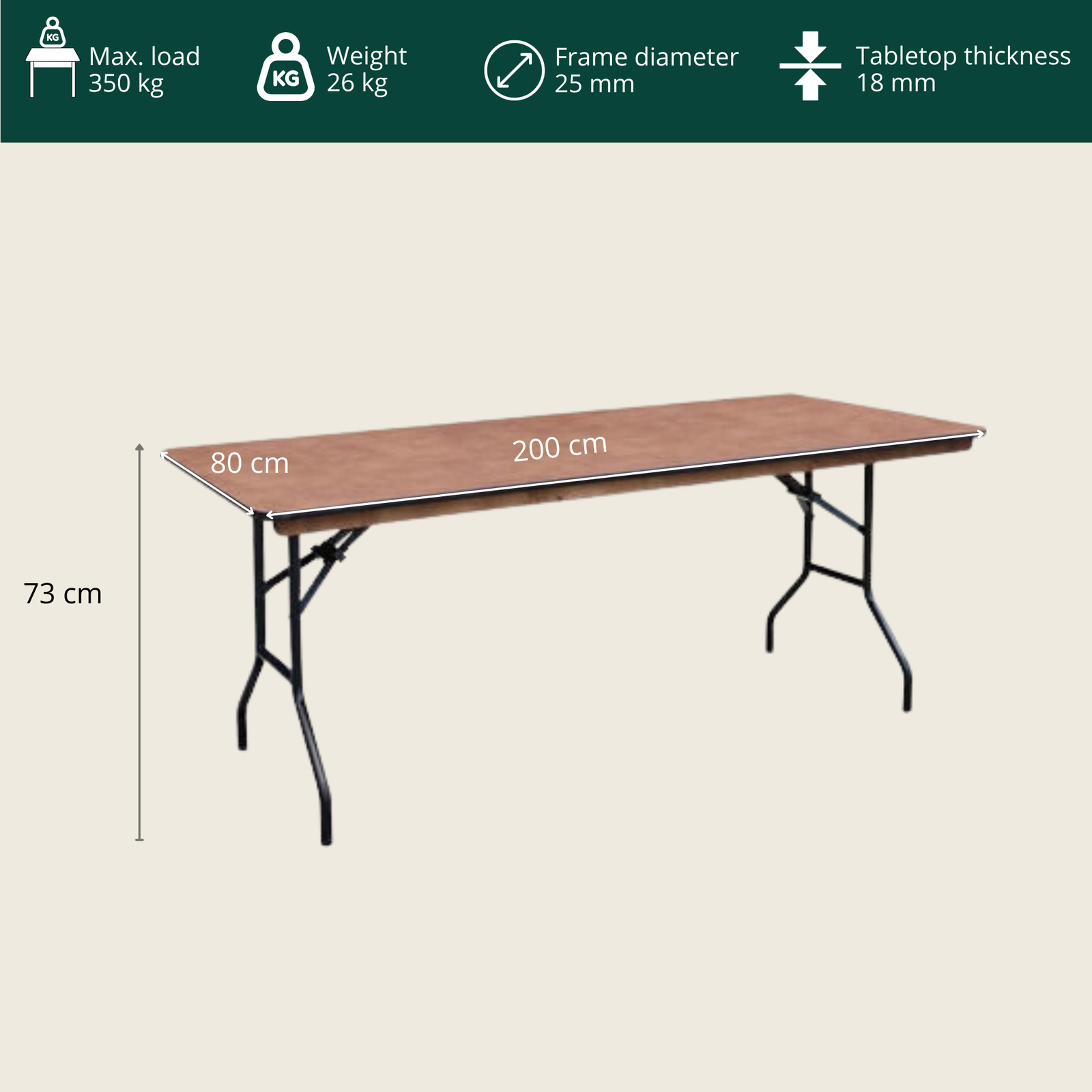 EVENT klapbord 200x80x73 cm