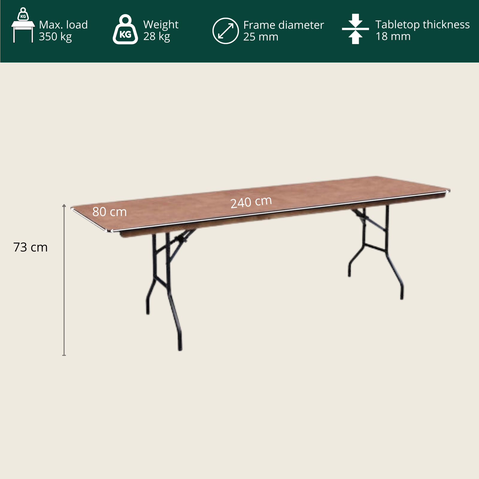 EVENT klapbord 240x80x73 cm