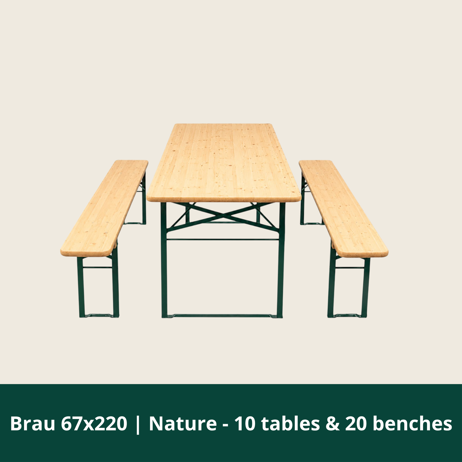 Brau 67x220 | Natur - 10 borde og 20 bænk