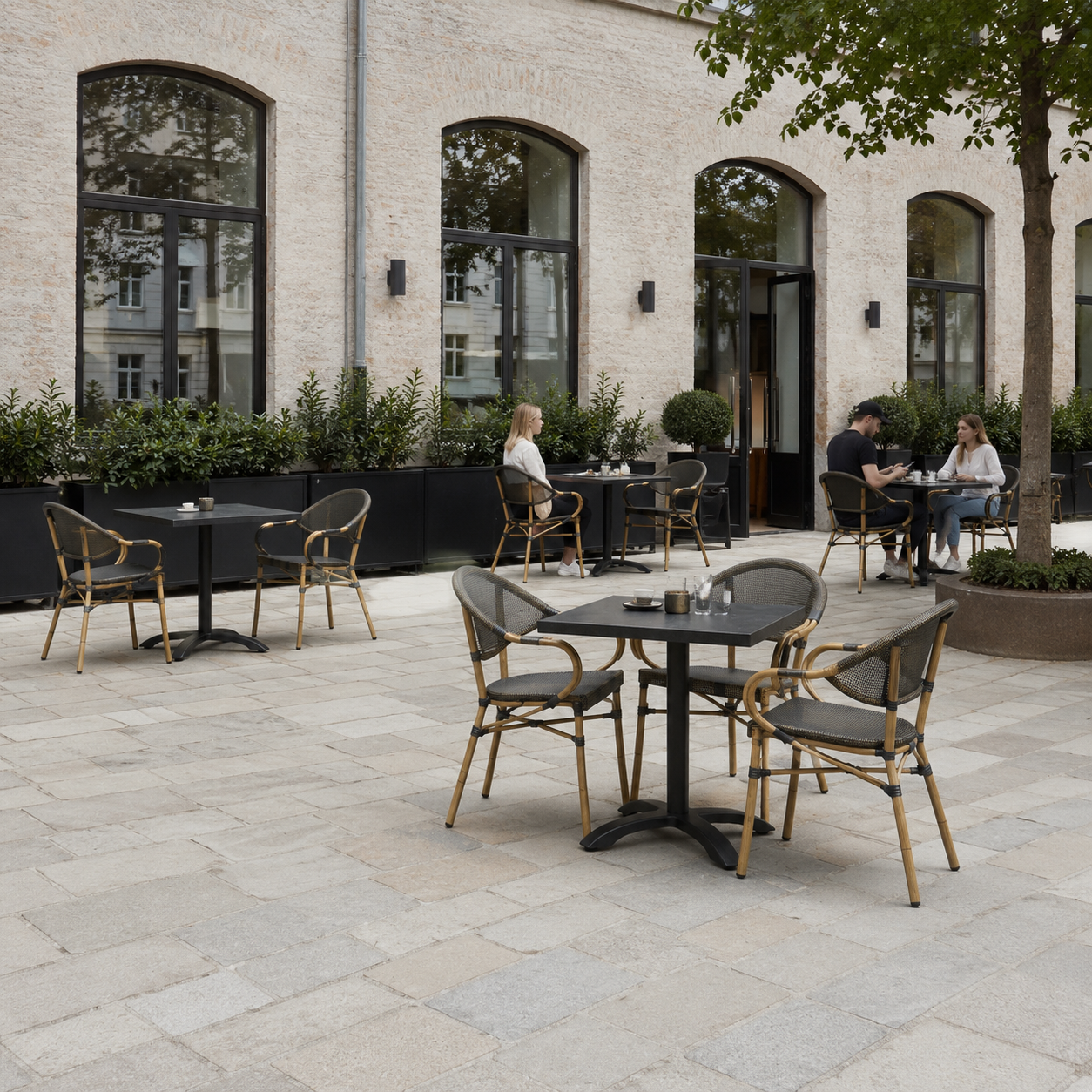 Sort Marmorlook bordplade firkantet Exteriolit
