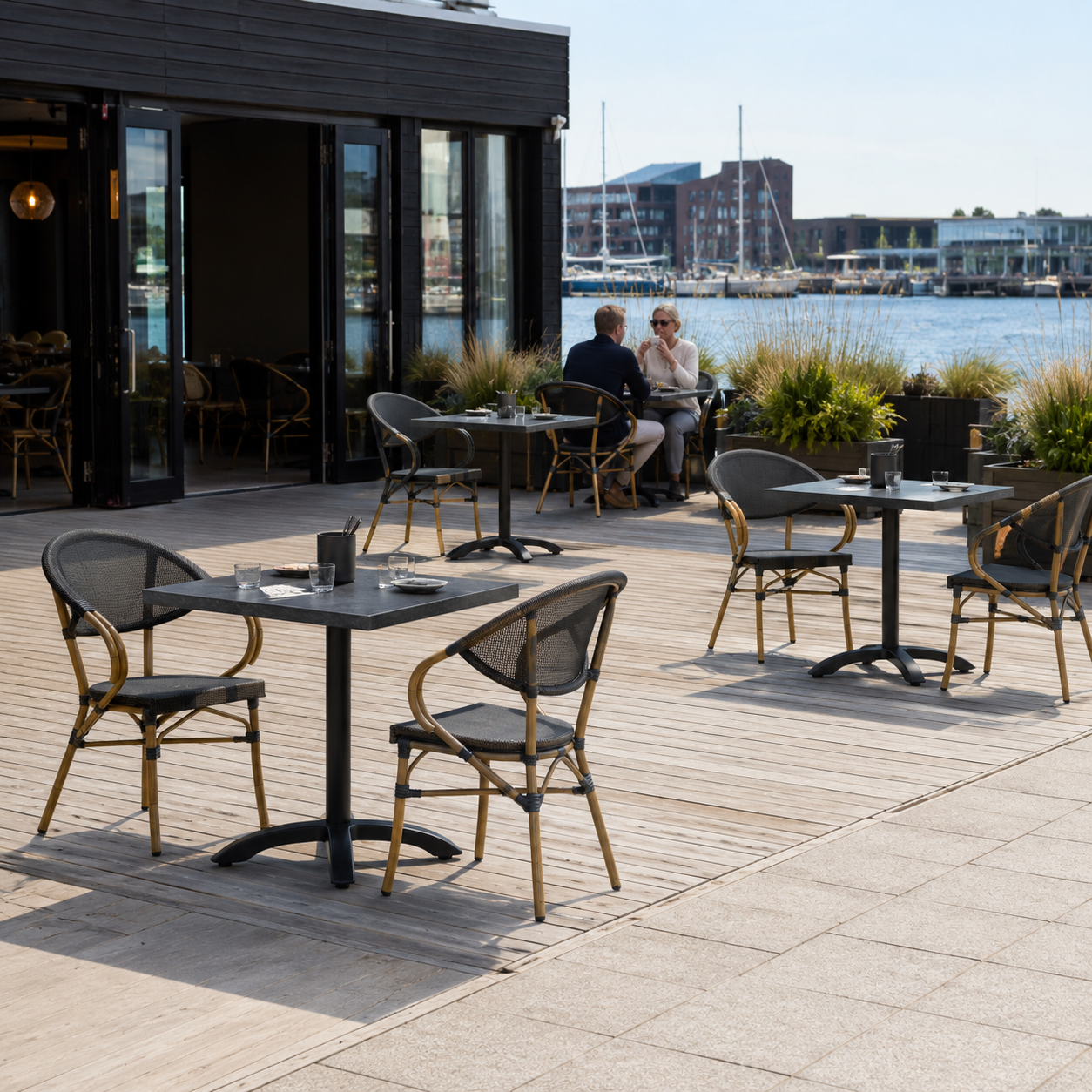 Sort Marmorlook bordplade firkantet Exteriolit
