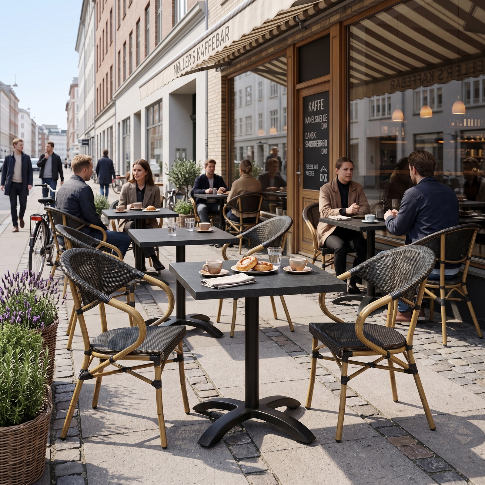 Sort Marmorlook bordplade firkantet Exteriolit