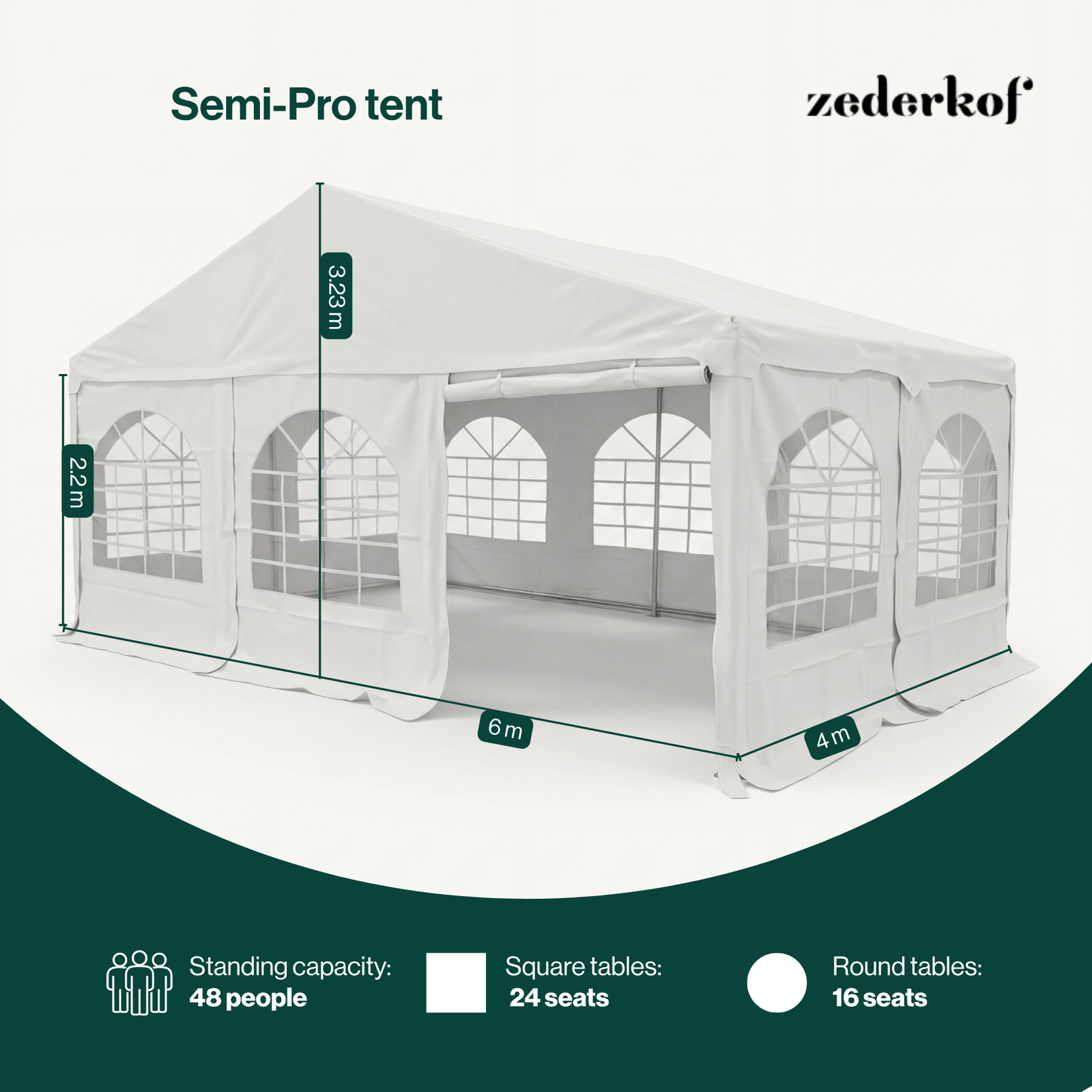 Startfag Tent for Events 6x4m inkl. sider, tag og gavl