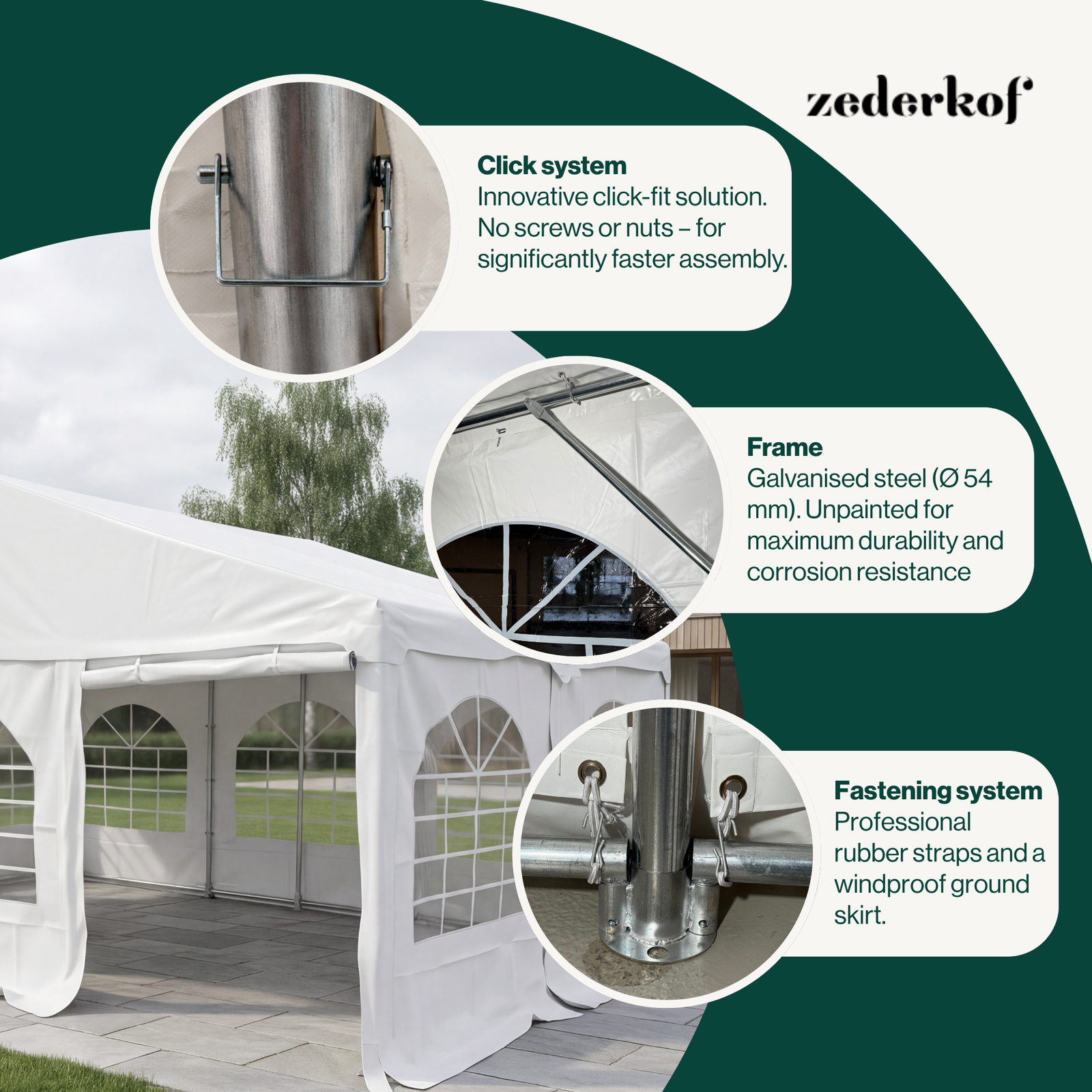 Startfag Tent for Events 6x4m inkl. sider, tag og gavl