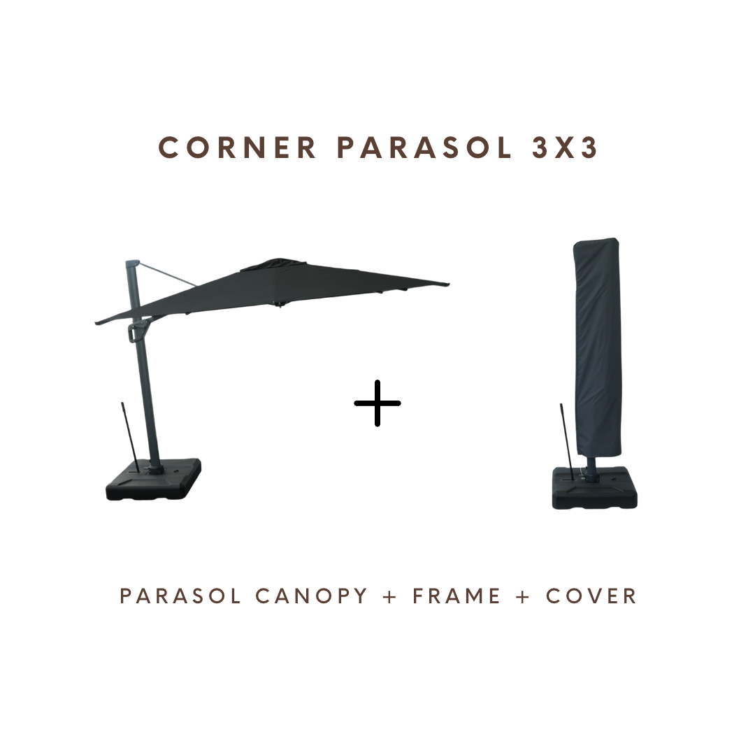 Corner Parasol v.2 3x3m 280gr/m2 Polyester dug - NY